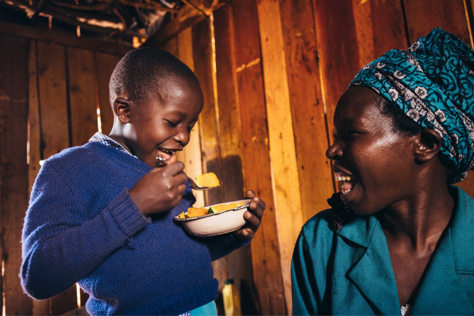 Mother and child sharing a meal